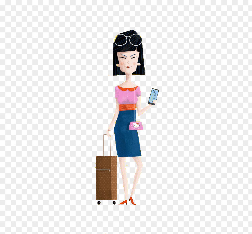 Woman Cartoon Airport Suitcase Travel PNG