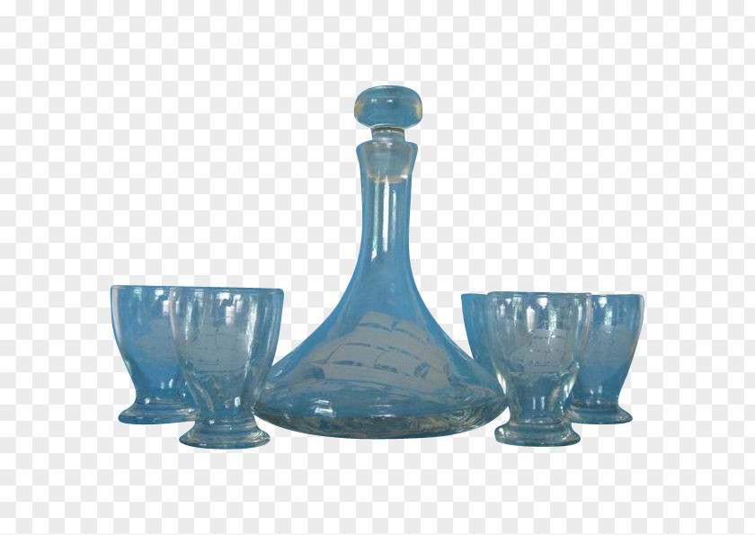 Glass Bottle Decanter Cobalt Blue PNG