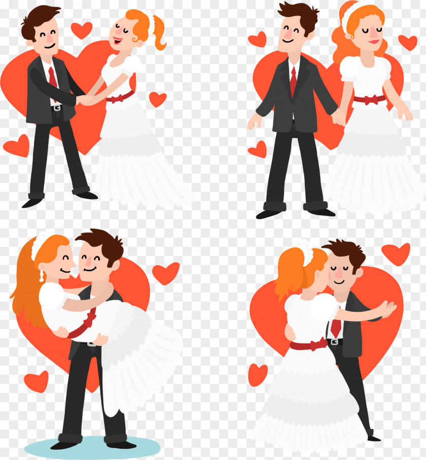 4 Cartoon Bride And Groom Design Vector Adobe Illustrator Euclidean Wedding PNG