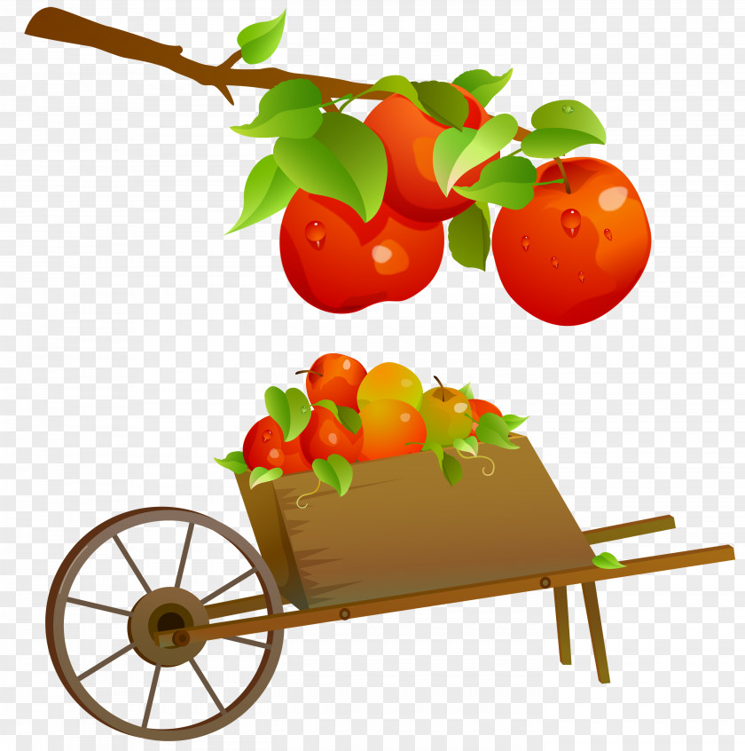 Apple Fruit Food Wheelbarrow Clip Art PNG