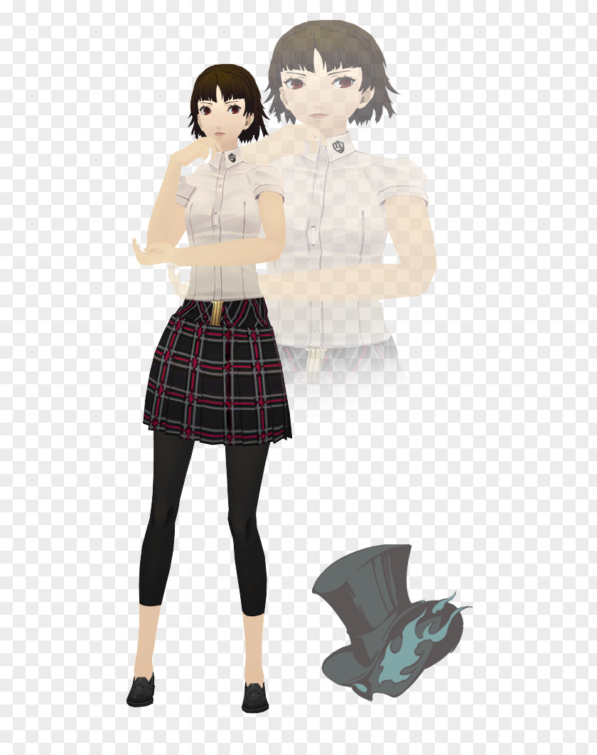 Mako Persona 5 School Uniform Tartan Earring Costume Design PNG