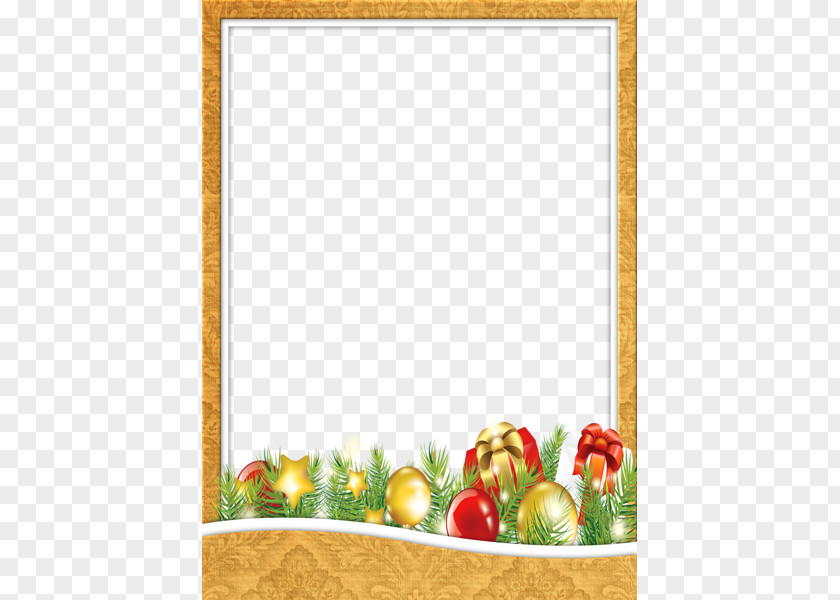 Simple Yellow Frame Christmas Ornament Picture Clip Art PNG