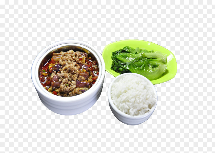 Eggplant Set Meal Bento Vegetarian Cuisine Cooked Rice Meat PNG