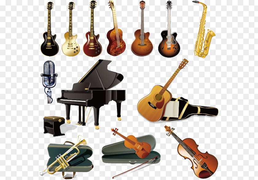 Musical Instruments Vector Elements Guitar Orchestra PNG