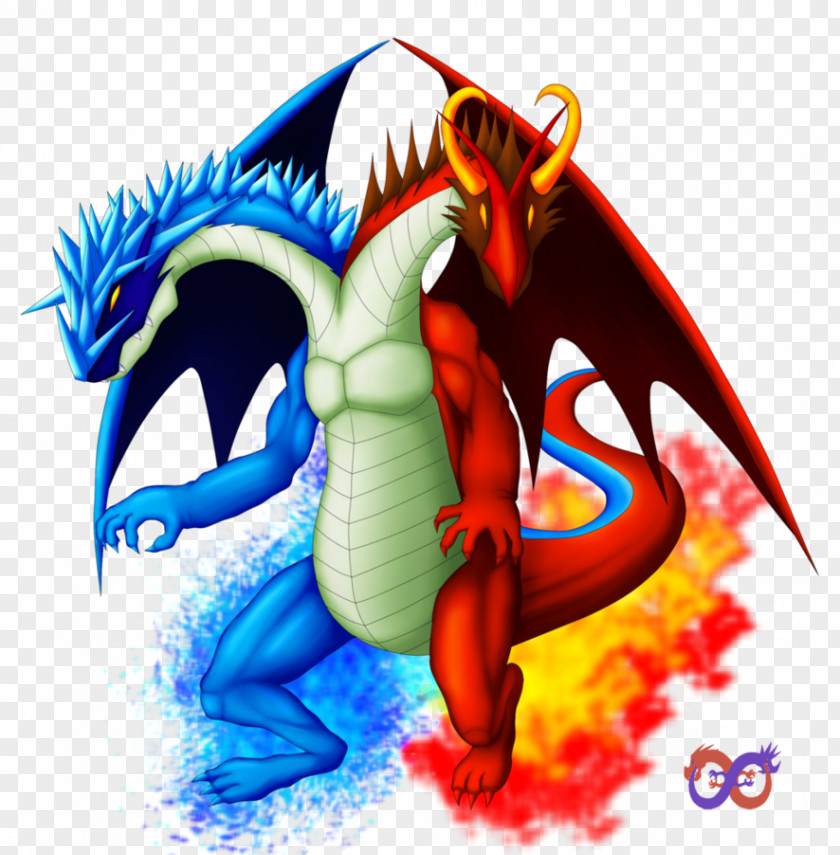 Fire Ice Dragon Drawing DeviantArt PNG