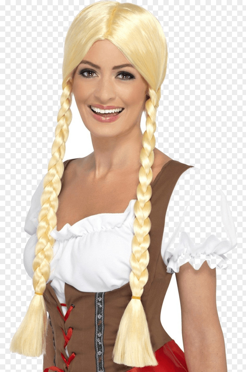 Oktoberfest Wig Costume Party Braid Blond Mullet PNG