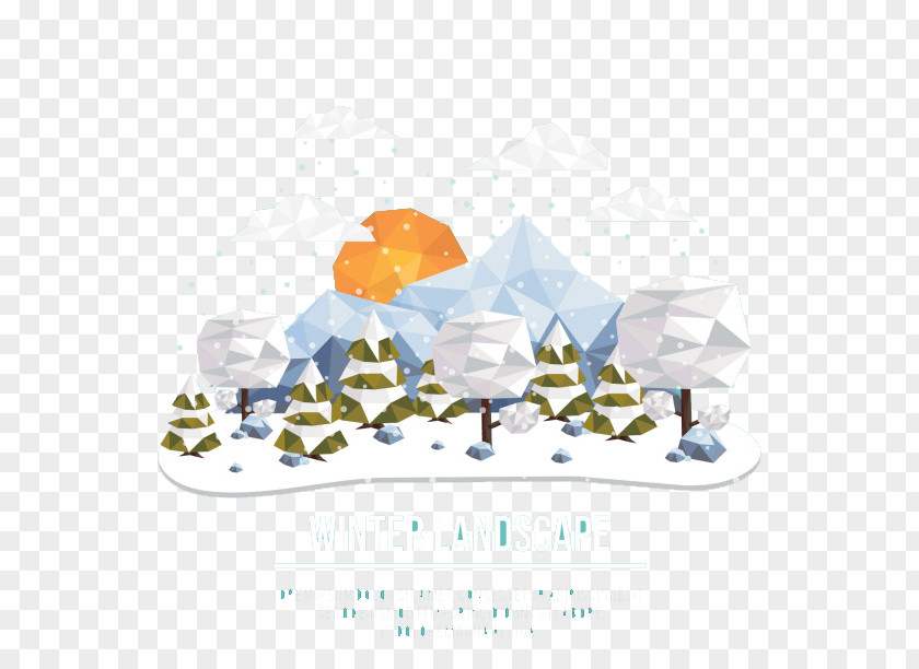 Winter Landscape Polygon Style Computer Graphics PNG