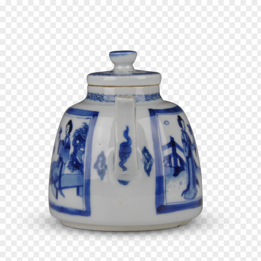 Blue Teapot And White Pottery Ceramic Vase Tennessee PNG