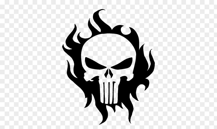 Rock Skull Fire Punisher T-shirt Decal Human Symbolism Clip Art PNG