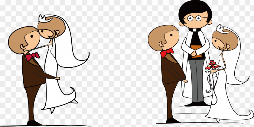 Bride And Groom Wedding Invitation Cartoon Clip Art PNG