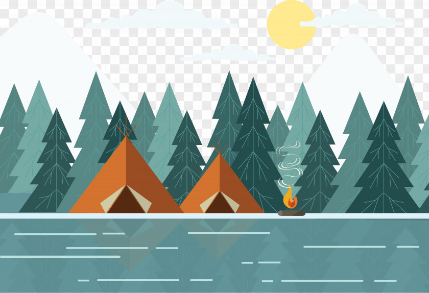 Field Camping Graphic Design Landscape Illustration PNG