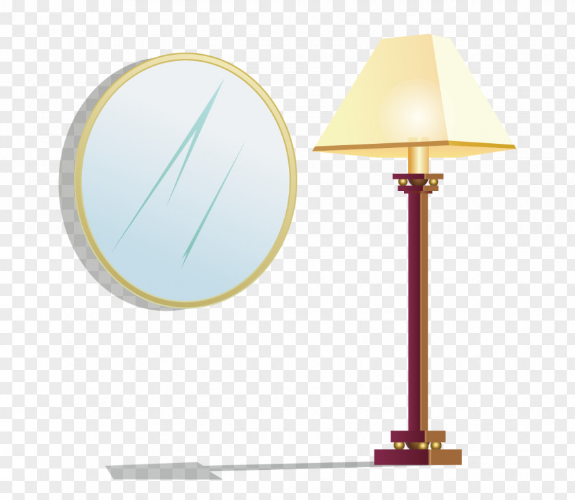 Flat Bedroom Mirror And Lamp Yellow Angle Font PNG
