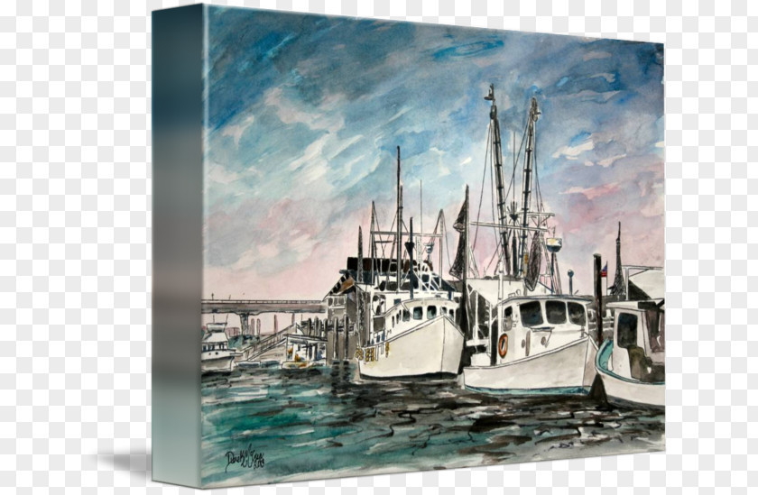 Watercolor Lighthouse Painting Boat Canvas Art PNG