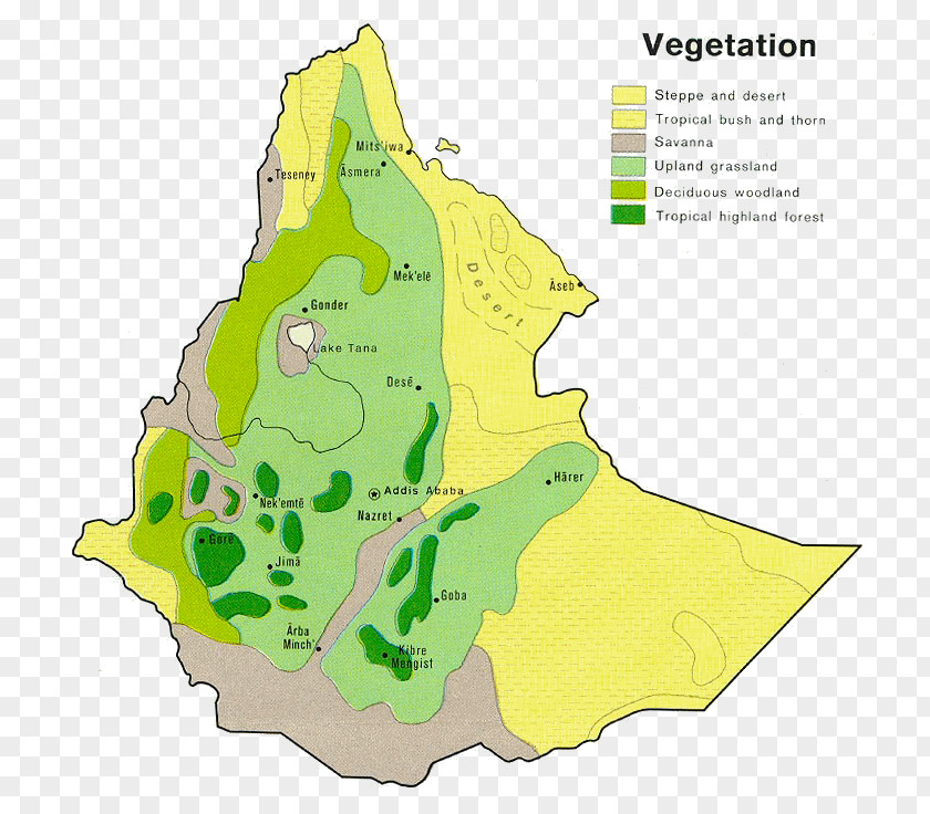 Map Ethiopia Perry–Castañeda Library Vegetation Savanna PNG