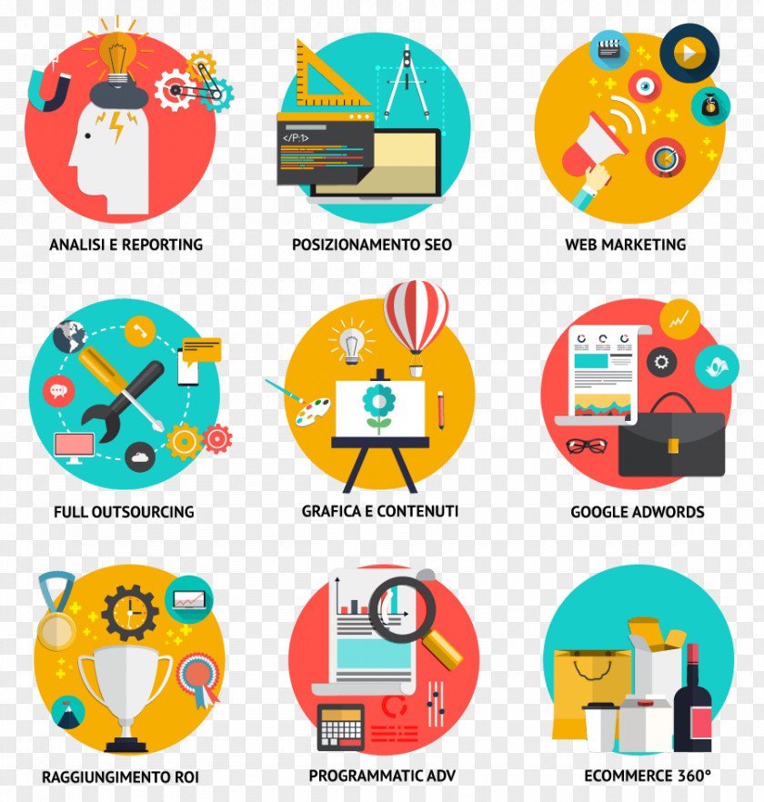 Marketing Digital Flat Design Vector Graphics Web PNG