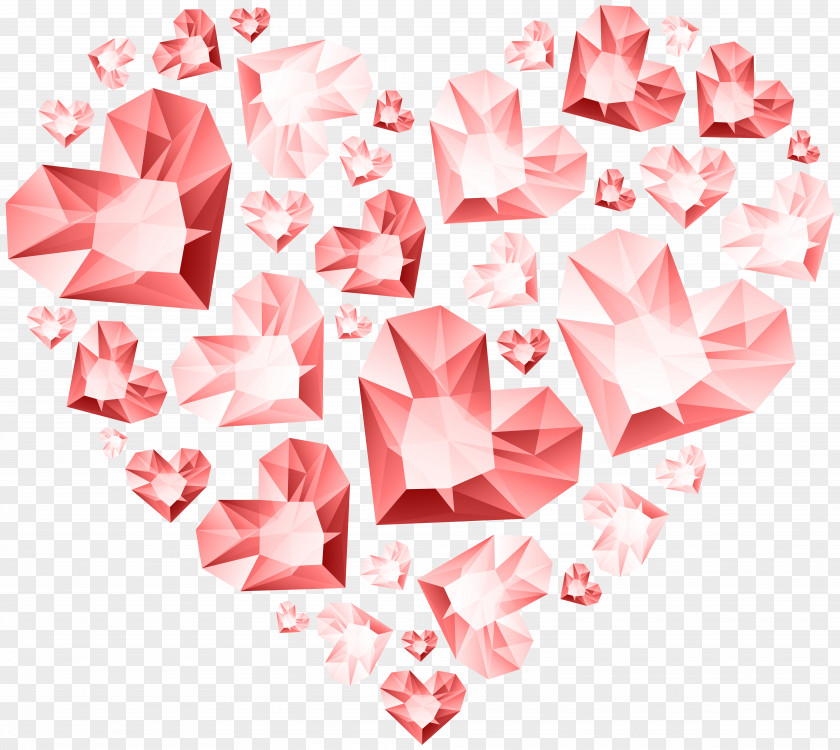 Red Hert Of Diamond Hearts Transparent Clip Art Heart PNG