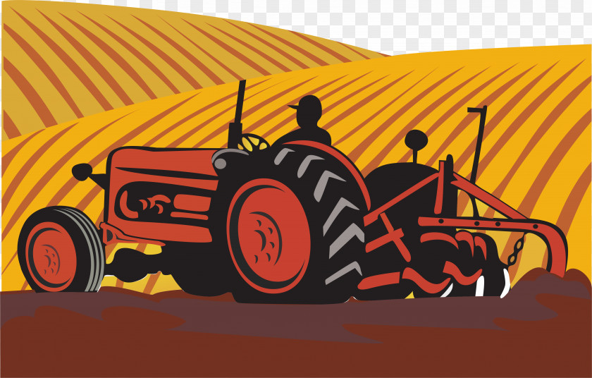 Tractor Vector Element Agriculture Farmer Cartoon PNG