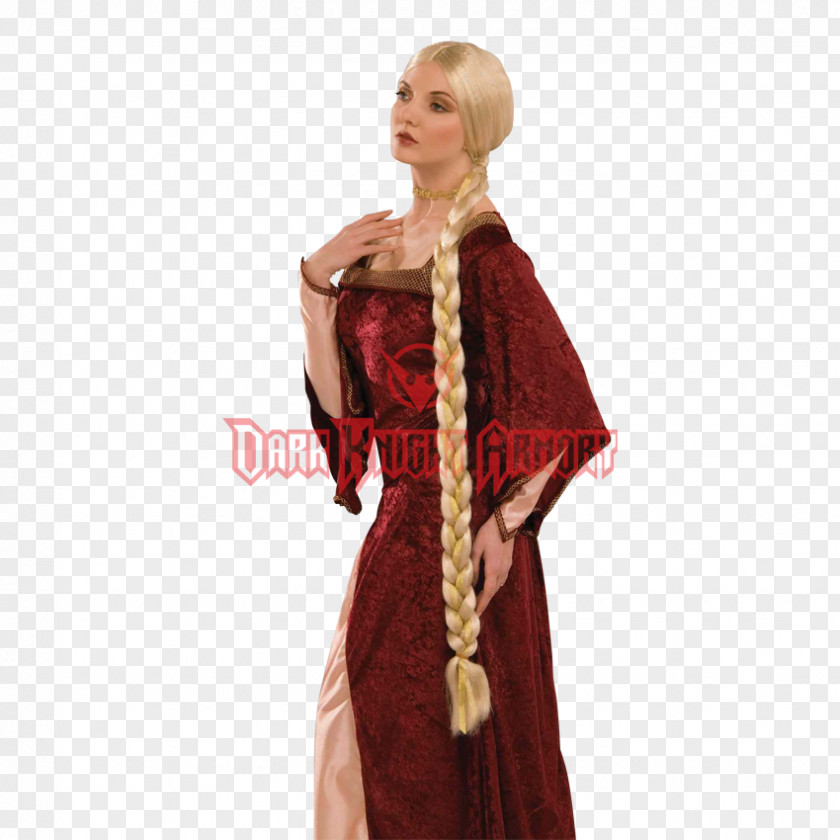 Woman Rapunzel Wig Costume Blond Braid PNG