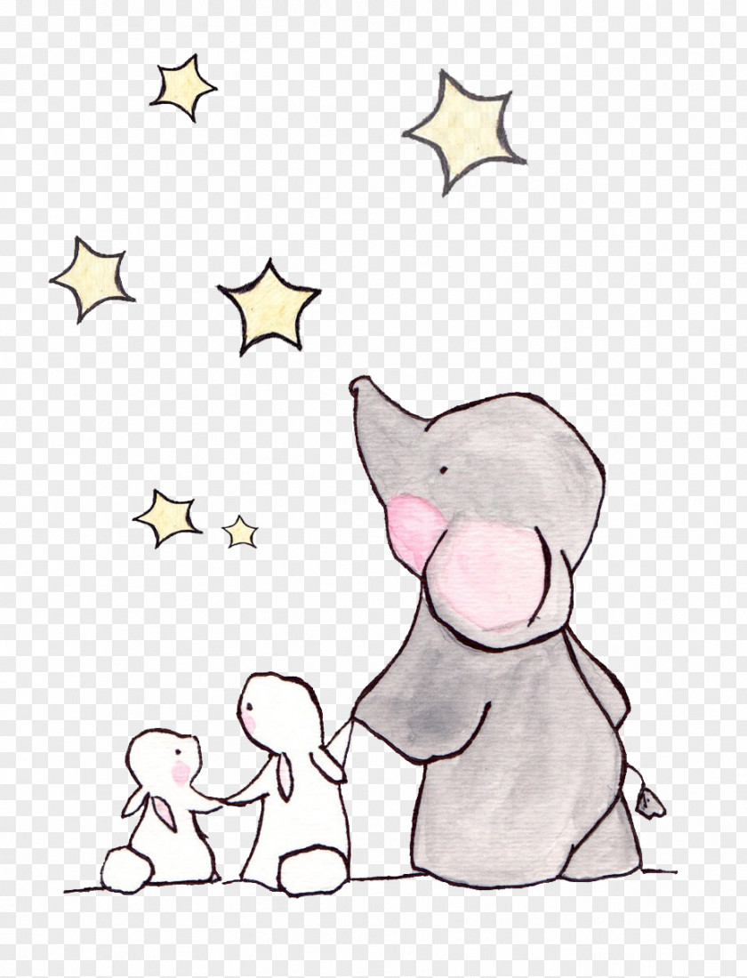 Counting Stars Mr. Elephant Rabbit Illustration PNG