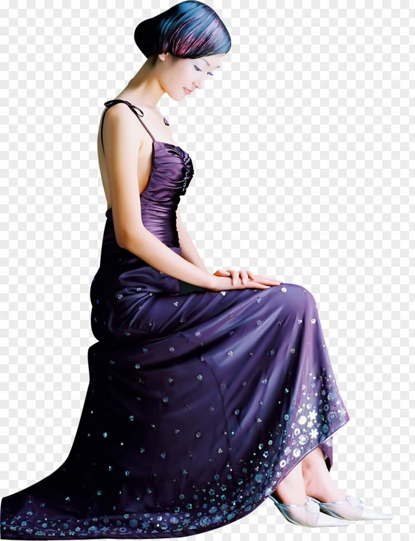 Beautiful Evening Dress Woman Fashion Formal Wear PNG