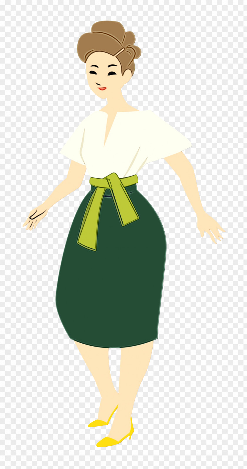Dress Human Cartoon Green PNG
