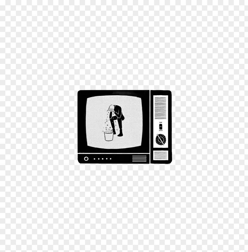 Hand-drawn Elements Of Computer TV Black And White Wallpaper PNG
