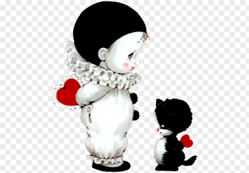 Cute Mime And Kitten With Hearts PNG Picture Pierrot Valentine's Day PNG