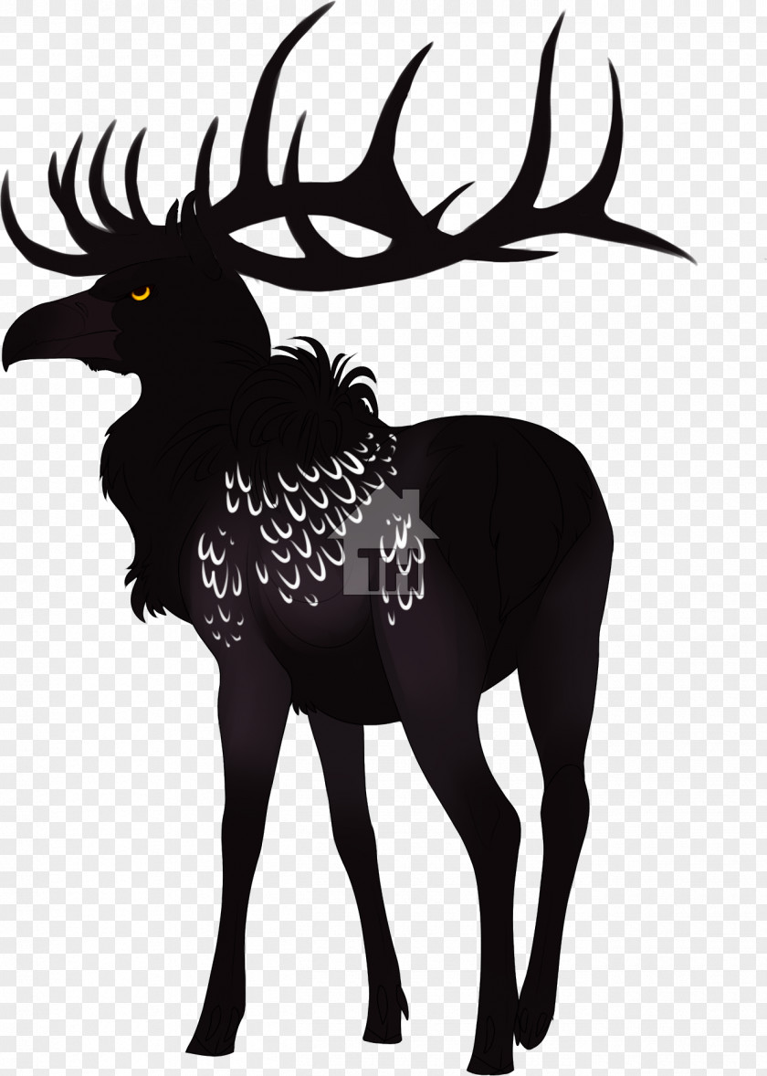 Reindeer Black Silhouette Character White PNG