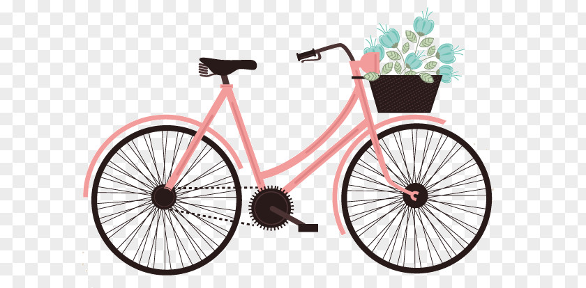 Filled With Pink Flowers Vector Material Cycling Life Is Like Riding A Bicycle. To Keep Your Balance You Must Moving. Sticker Clip Art PNG
