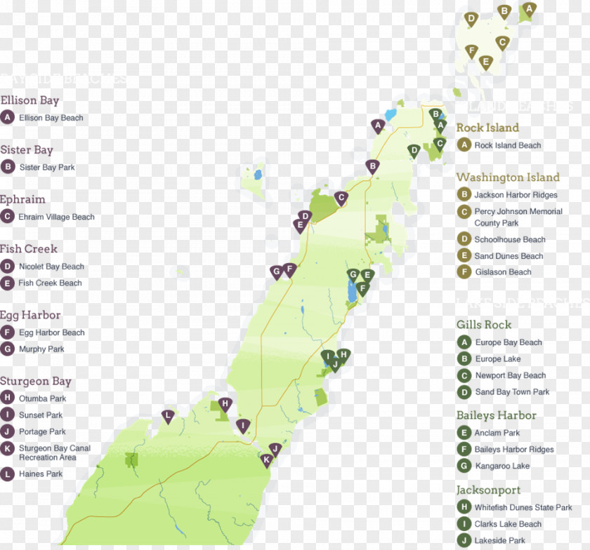 Sweet Wind Map Door County Visitor Bureau Beach Lake Michigan Pheasant Park PNG