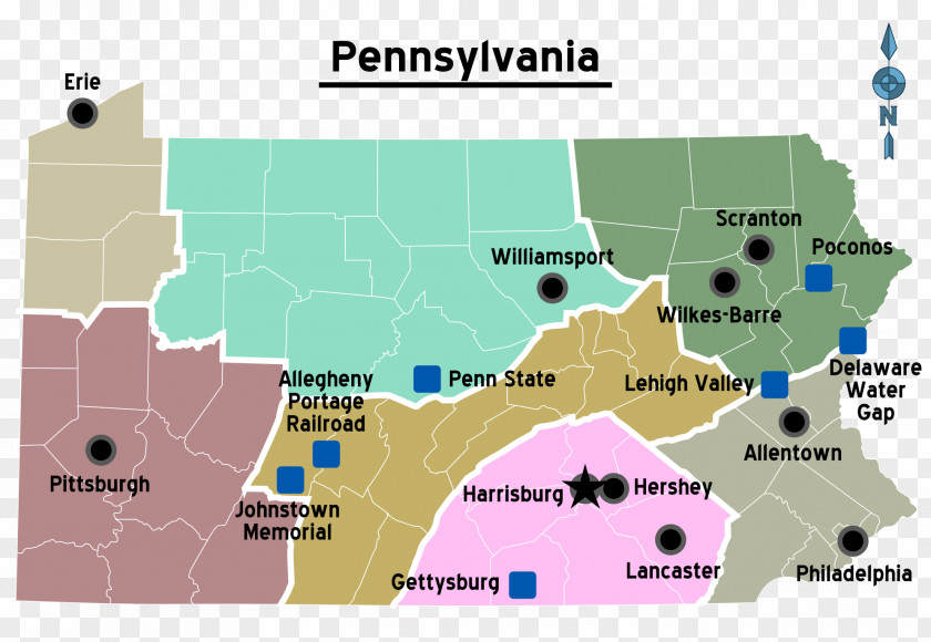 Map Scranton Gettysburg Erie City PNG