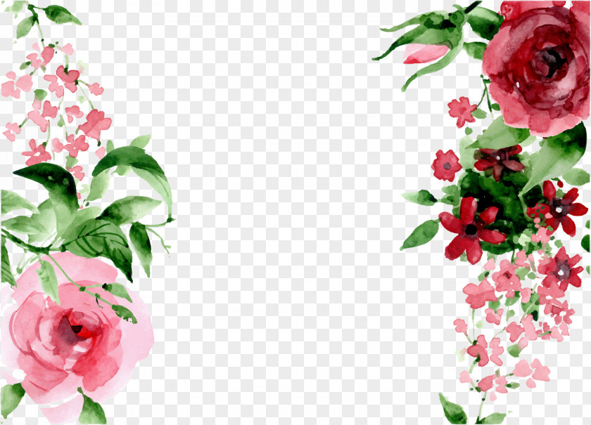 Hand Drawn Flowers Pixel Watercolor Painting PNG
