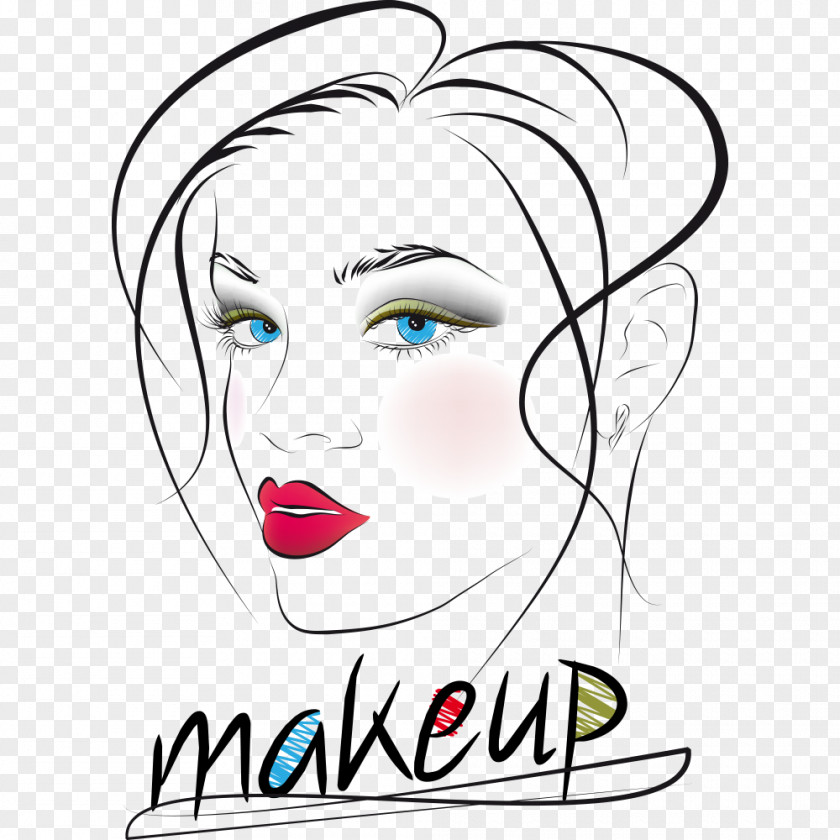 Hand-painted Makeup Beauty Face Woman Drawing PNG