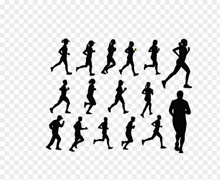 Vector Black Sports People Silhouette Royalty-free Running Illustration PNG