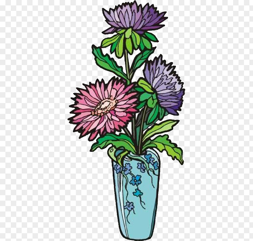Chrysanthemum Illustration Floral Design Vase PNG