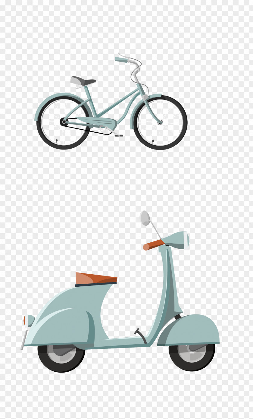 Vector Gray Bicycle Small Motorcycle Scooter Car PNG