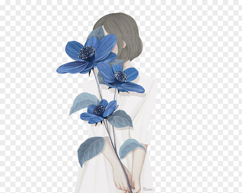 Girl Boy PNG Boy, BLUELOVER girls, painting of blue flowers clipart PNG