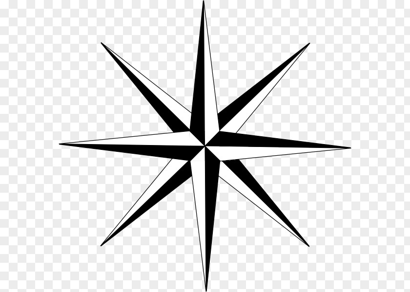 Gold Five-pointed Star North Cardinal Direction Compass Rose Map PNG