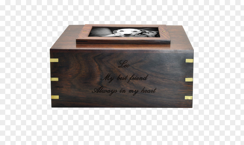 Wooden Box Dog Urn Commemorative Plaque PNG
