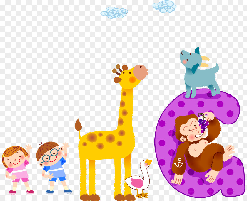 Cute Kids Cartoon Giraffe Letter Animation Comics PNG