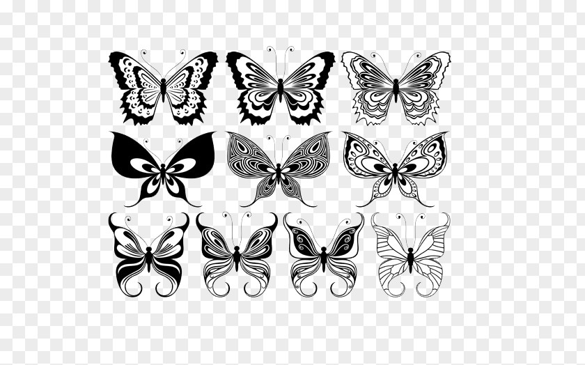 Butterfly Design Stencil Ornament Illustration PNG