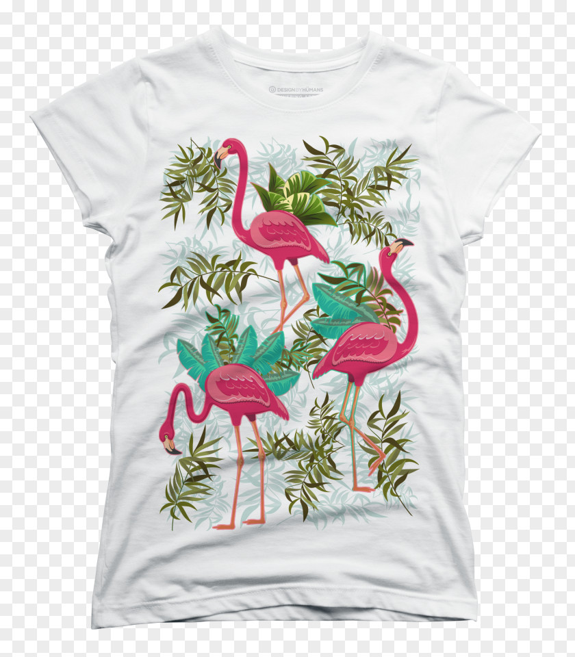 Flamingo Printing Printed T-shirt Top PNG