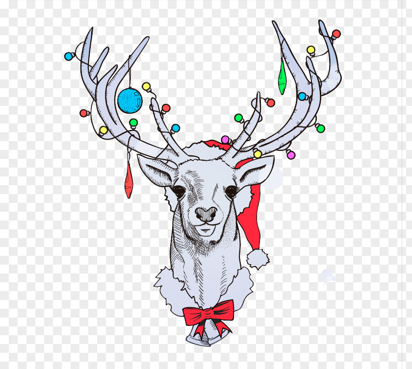 Elegant Christmas Reindeer Design Vector Material Santa Claus PNG