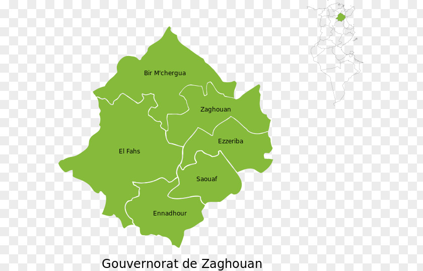 Map Circonscription De Zaghouan Governorates Of Tunisia Bir Mcherga PNG