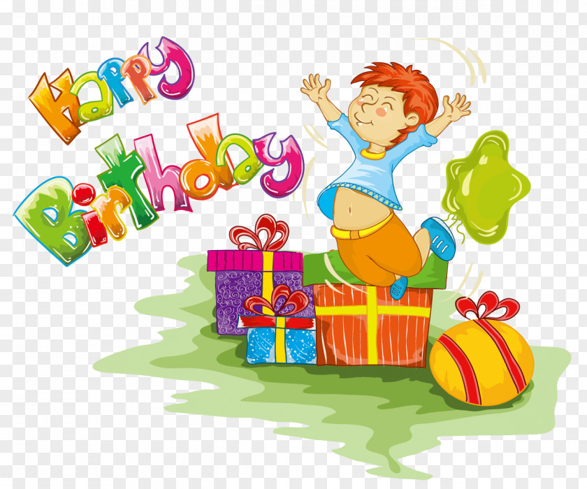 Cartoon Happy Birthday Cake Party Clip Art PNG