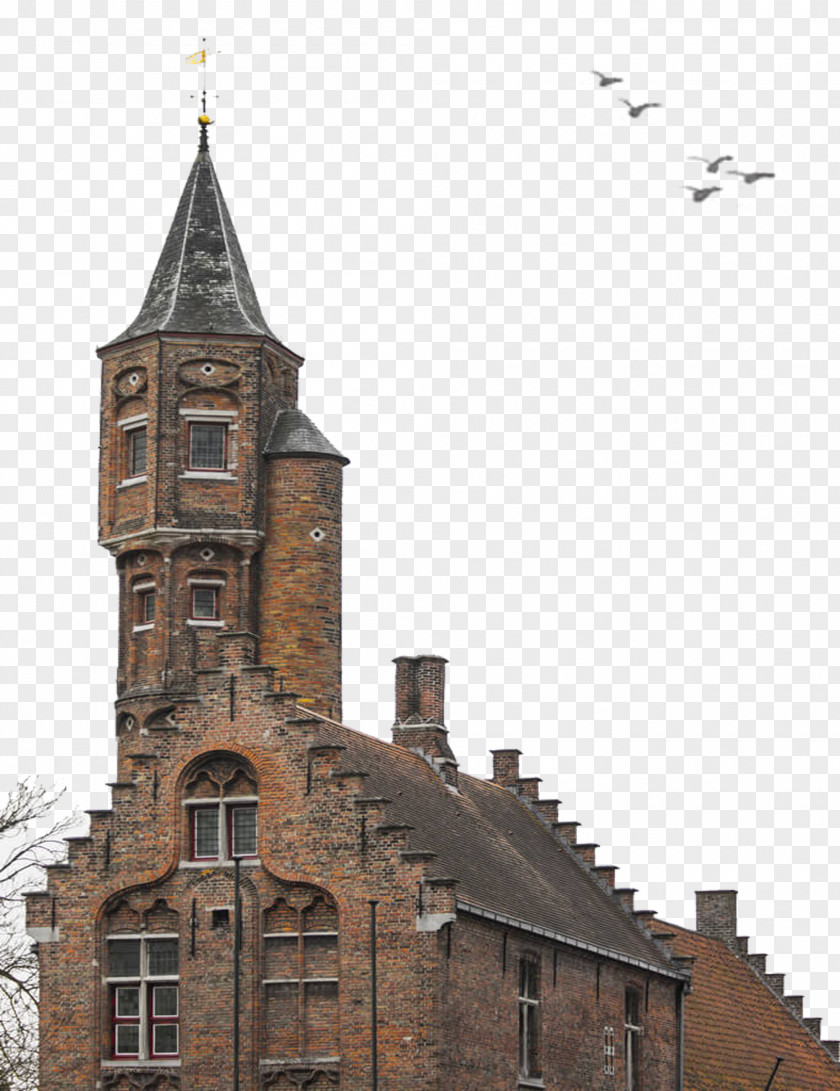 Quiet Church Bruges Steeple PNG
