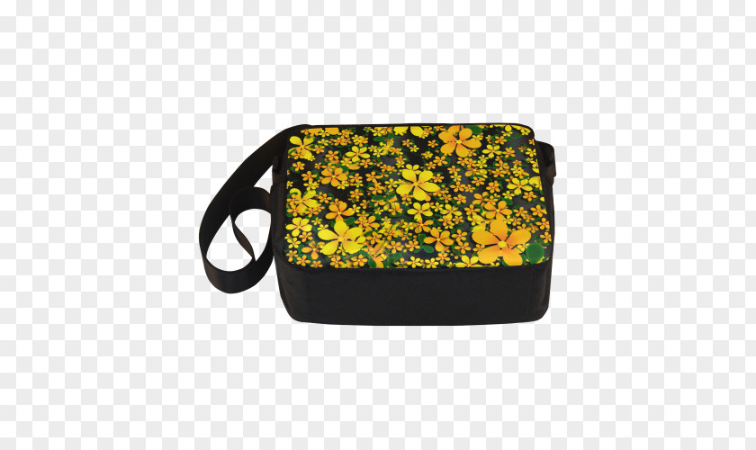 Black Orange Flowers Yellow Shoulder Bag M Red PNG