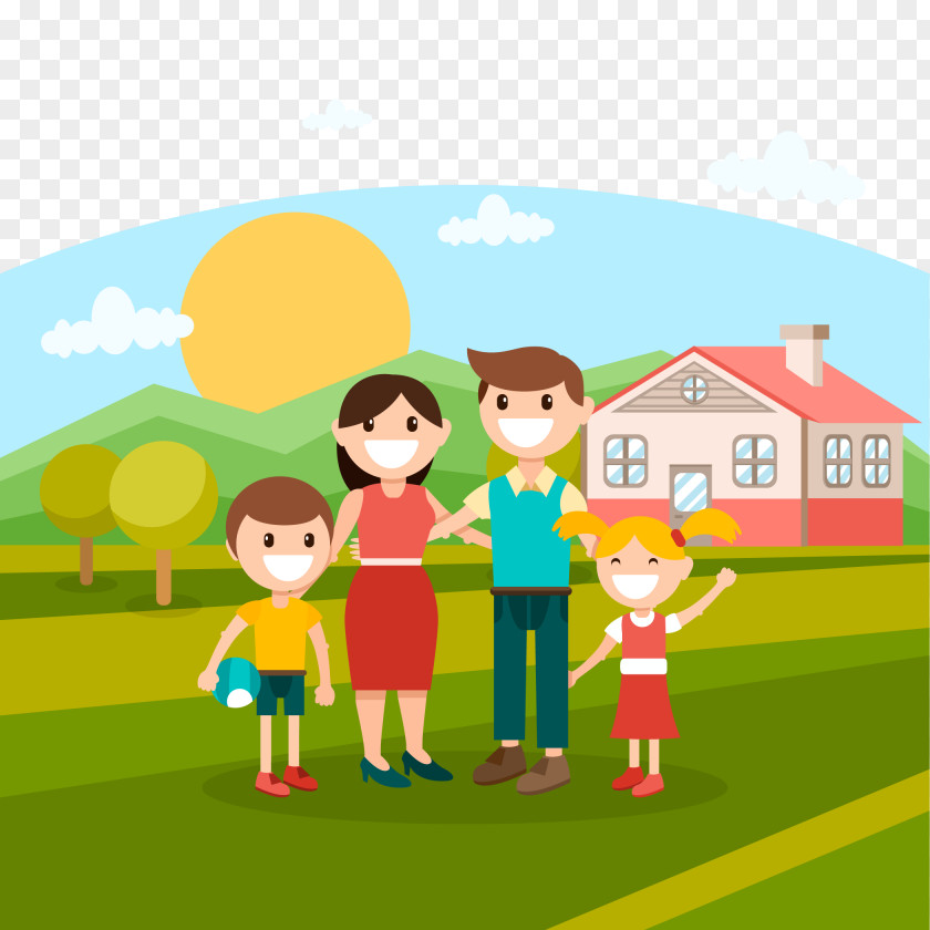 Passing The Music Down Family Flat Design House PNG the design House, happy family clipart PNG