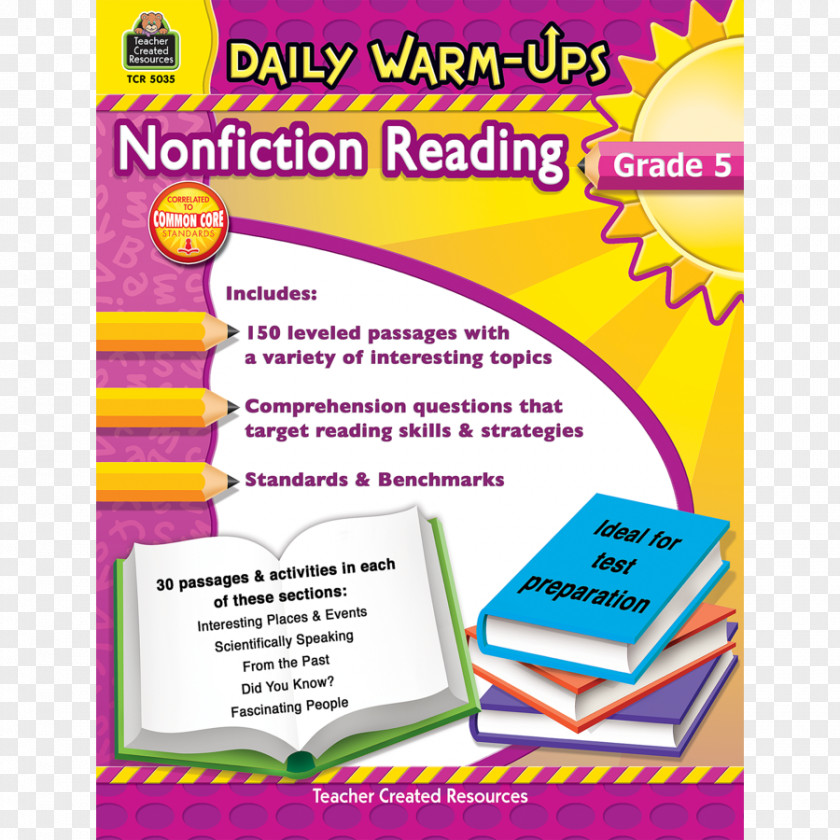 Warm Up Non-fiction Reading Education Fifth Grade Homeschooling PNG