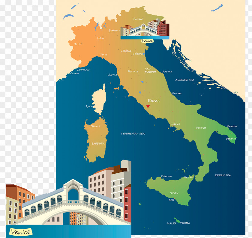Map Of Italy,illustration Venice Illustration PNG